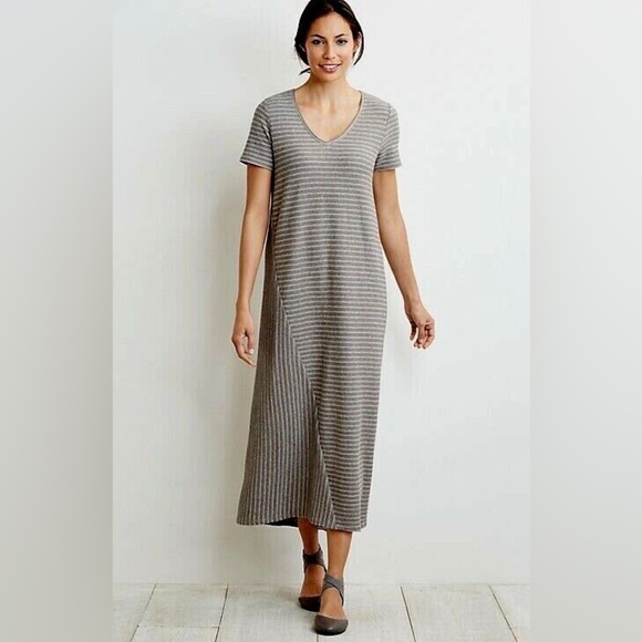 J. Jill Gray/Brown Striped Maxi Dress - Picture 1 of 11